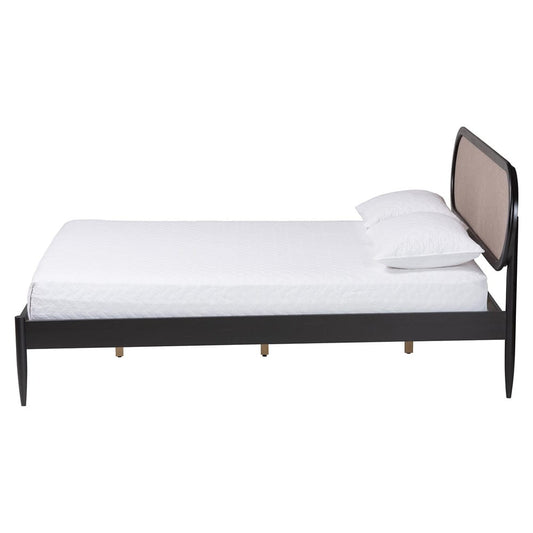 Baxton Studio - Shirin Queen Size Bed in Beige/Black - MG0240-Sand Stone-FG2203-2/Black-Queen view 2
