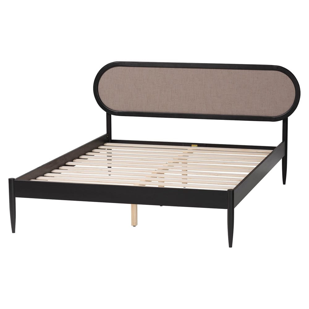 Baxton Studio - Shirin Queen Size Bed in Beige/Black - MG0240-Sand Stone-FG2203-2/Black-Queen view 3