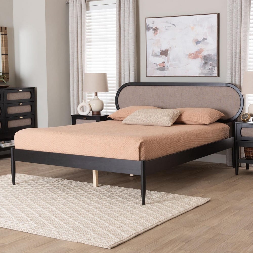 Baxton Studio - Shirin Queen Size Bed in Beige/Black - MG0240-Sand Stone-FG2203-2/Black-Queen view 7
