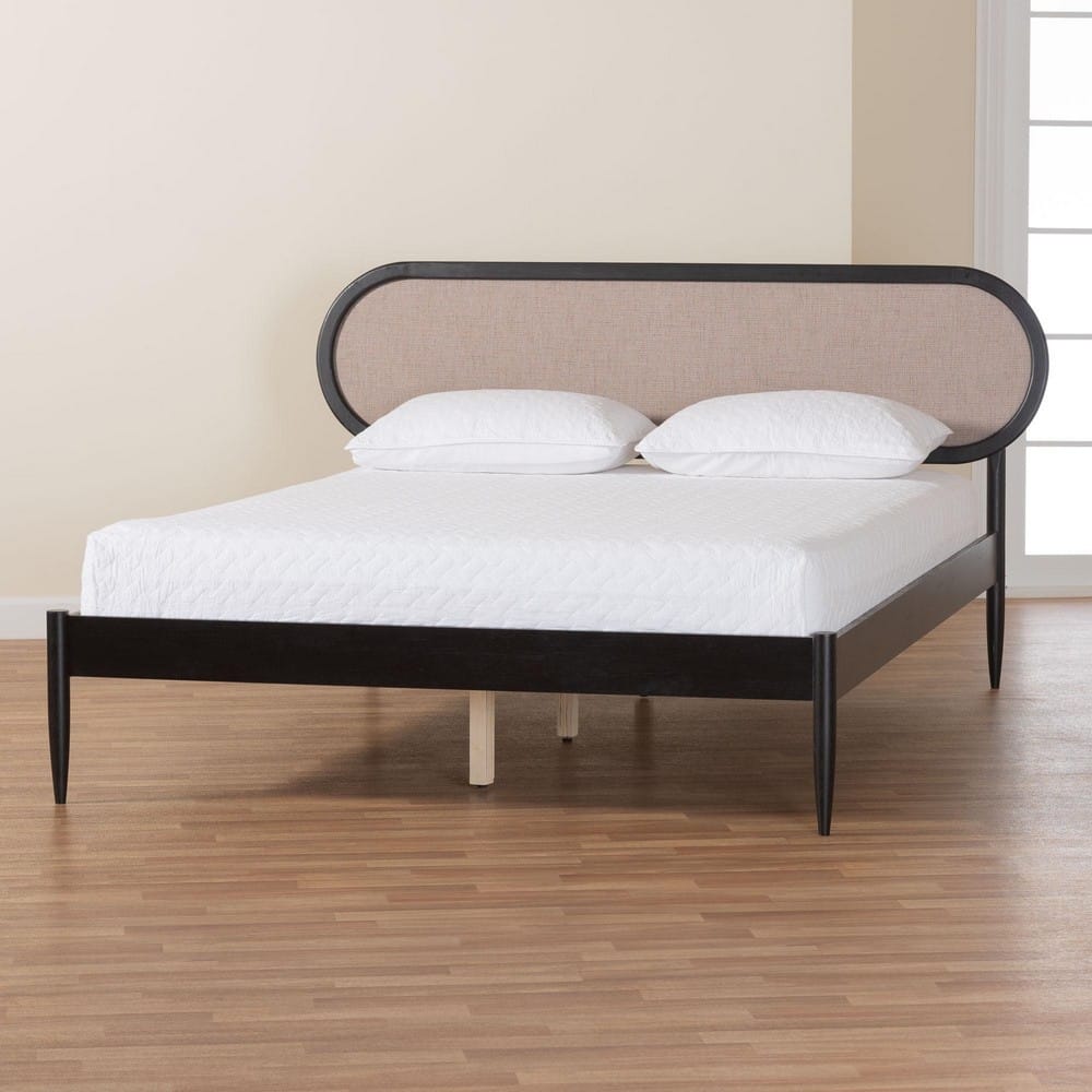Baxton Studio - Shirin Queen Size Bed in Beige/Black - MG0240-Sand Stone-FG2203-2/Black-Queen view 8
