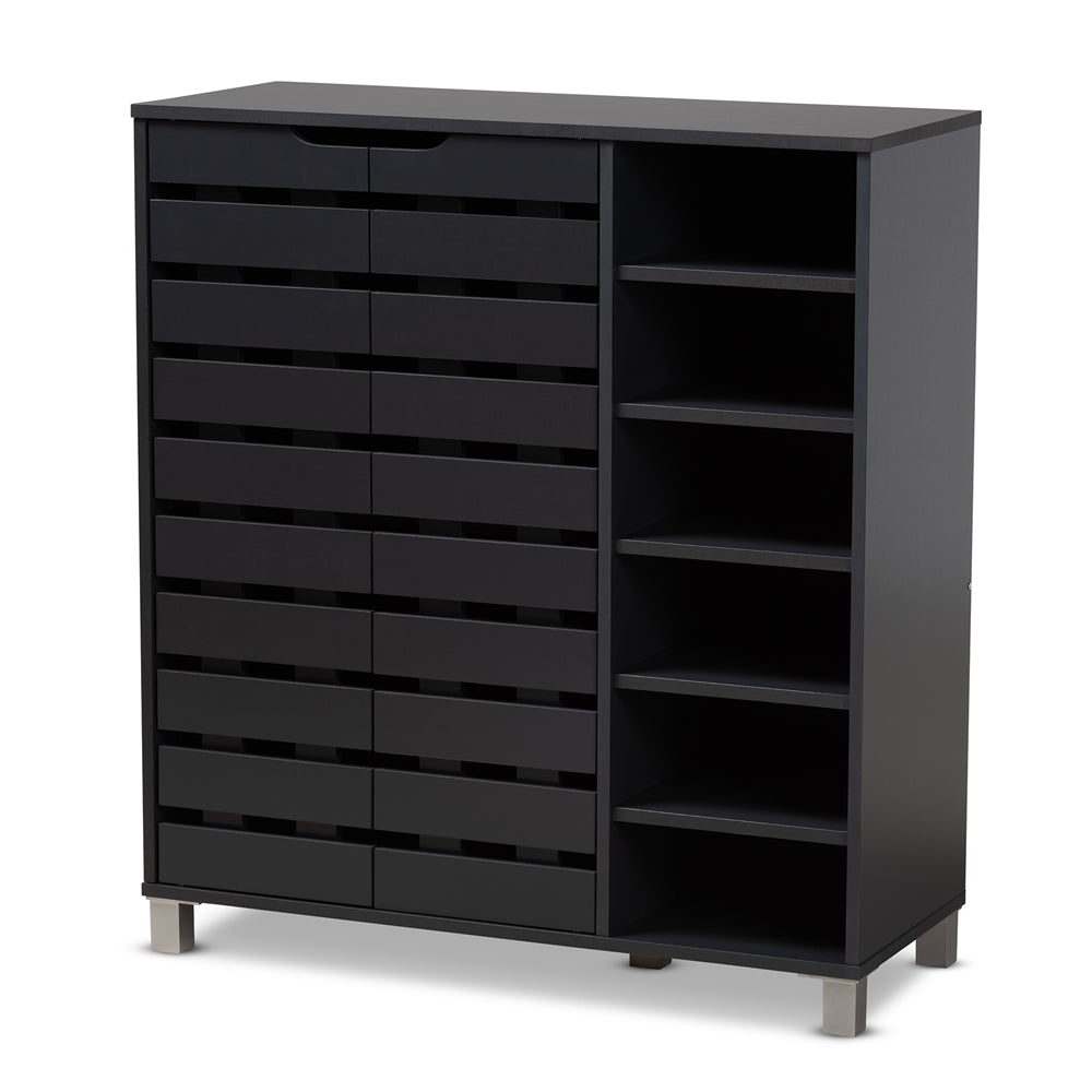 Baxton Studio - Shirley Shoe Cabinet in Dark Brown - SR-002-Espresso view 1