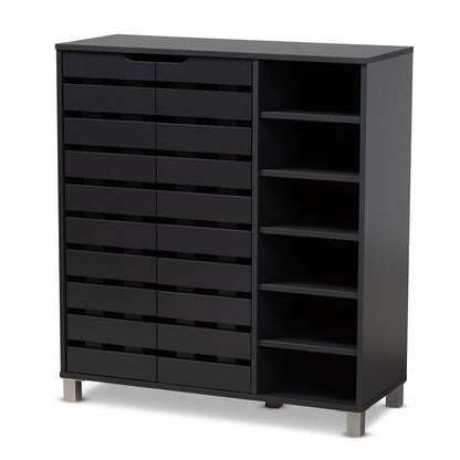 Baxton Studio - Shirley Shoe Cabinet in Dark Brown - SR-002-Espresso view 1