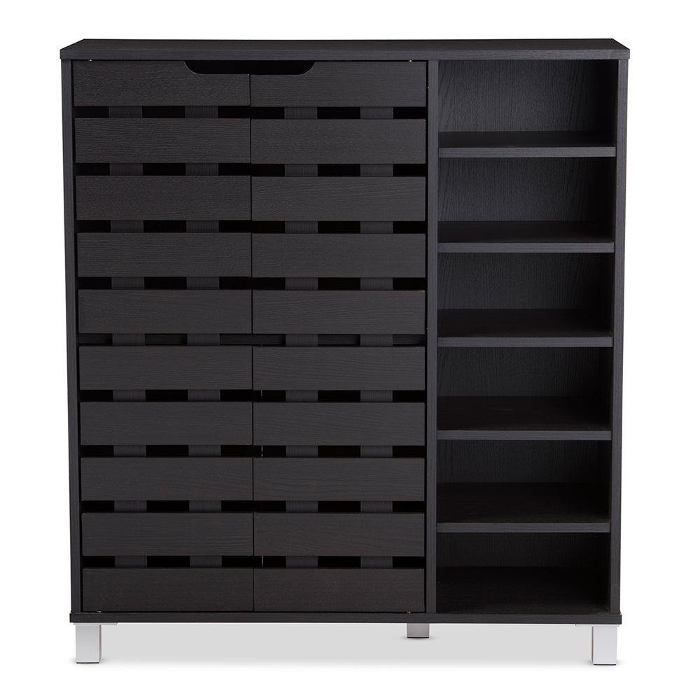 Baxton Studio - Shirley Shoe Cabinet in Dark Brown - SR-002-Espresso view 2