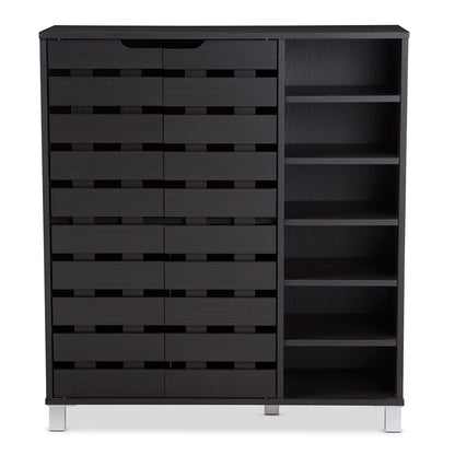 Baxton Studio - Shirley Shoe Cabinet in Dark Brown - SR-002-Espresso view 2