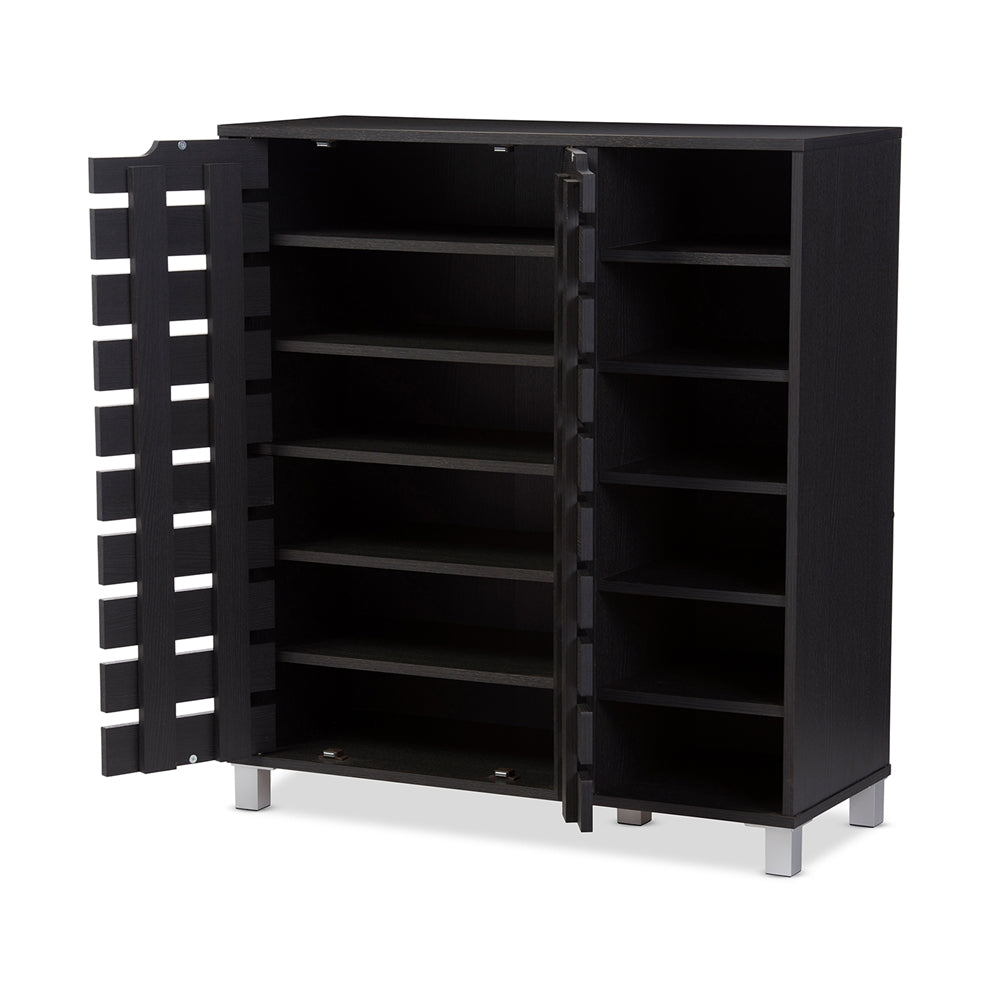Baxton Studio - Shirley Shoe Cabinet in Dark Brown - SR-002-Espresso view 4