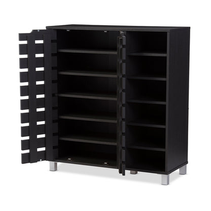 Baxton Studio - Shirley Shoe Cabinet in Dark Brown - SR-002-Espresso view 4