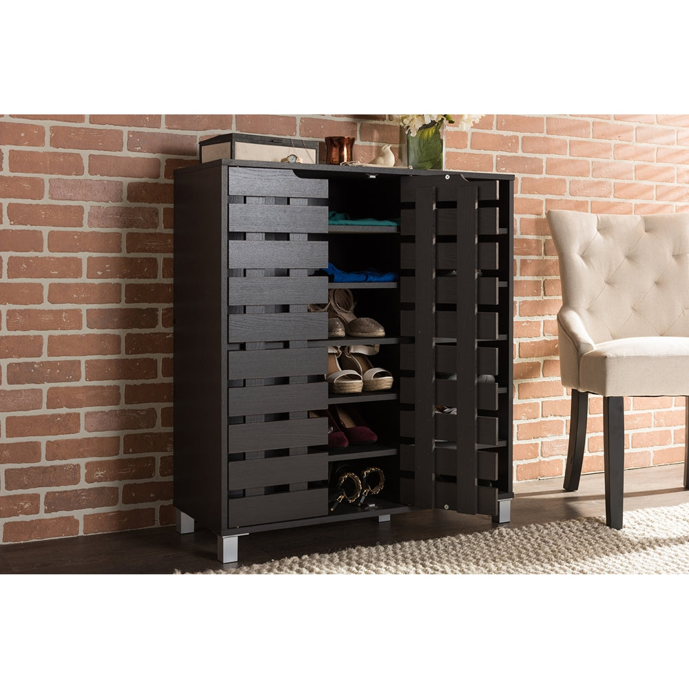 Baxton Studio - Shirley Shoe Cabinet in Dark Brown - SR-002-Espresso view 5