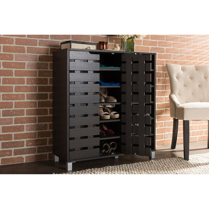 Baxton Studio - Shirley Shoe Cabinet in Dark Brown - SR-002-Espresso view 5