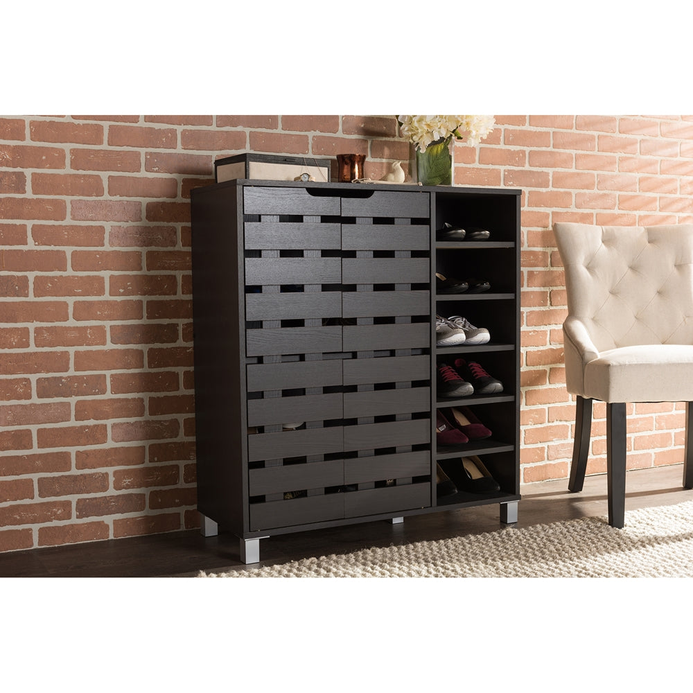 Baxton Studio - Shirley Shoe Cabinet in Dark Brown - SR-002-Espresso view 6