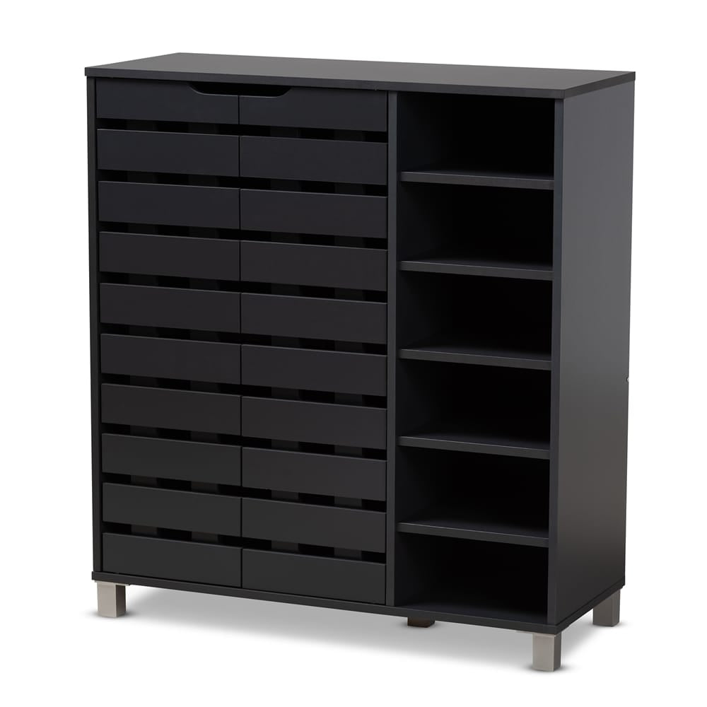 Baxton Studio - Shirley Shoe Cabinet in Dark Gray - SR-002-Dark Grey view 1