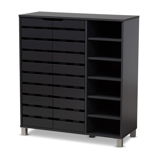 Baxton Studio - Shirley Shoe Cabinet in Dark Gray - SR-002-Dark Grey view 1