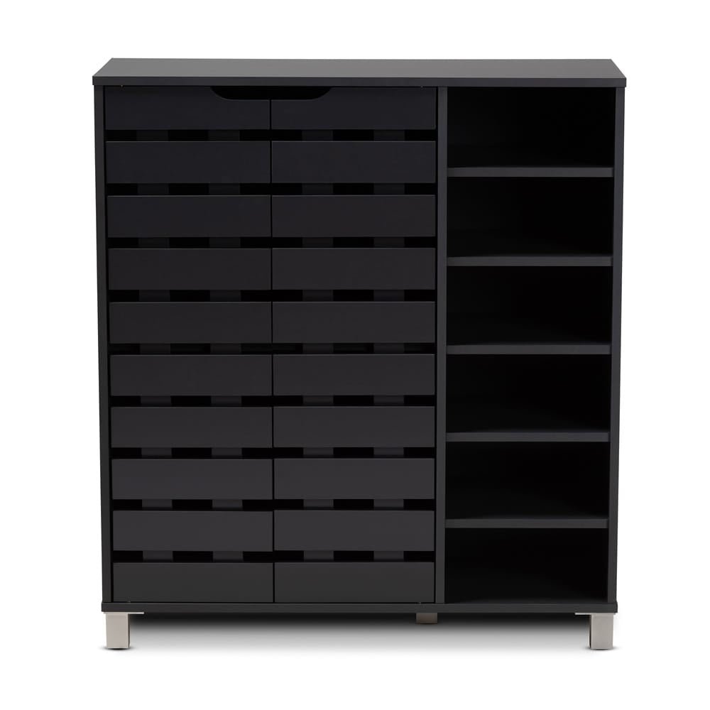 Baxton Studio - Shirley Shoe Cabinet in Dark Gray - SR-002-Dark Grey view 2