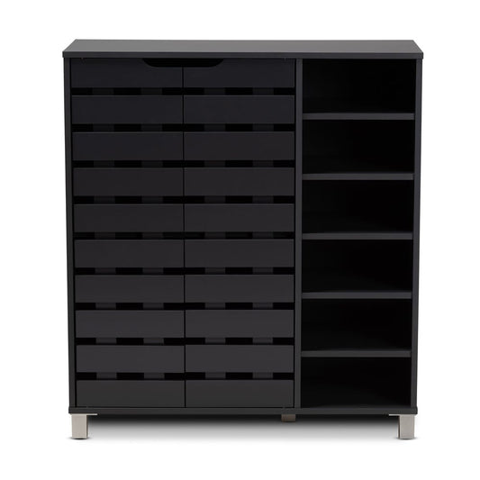 Baxton Studio - Shirley Shoe Cabinet in Dark Gray - SR-002-Dark Grey view 2