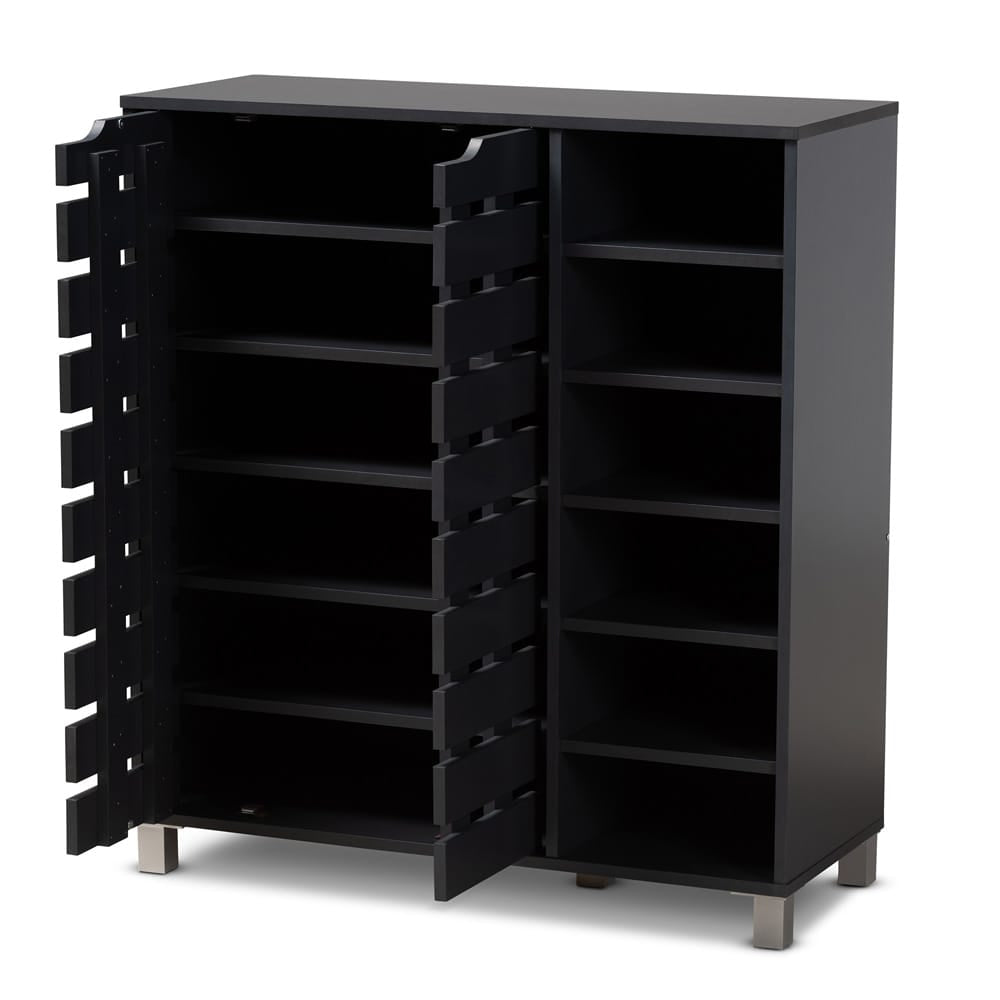 Baxton Studio - Shirley Shoe Cabinet in Dark Gray - SR-002-Dark Grey view 3