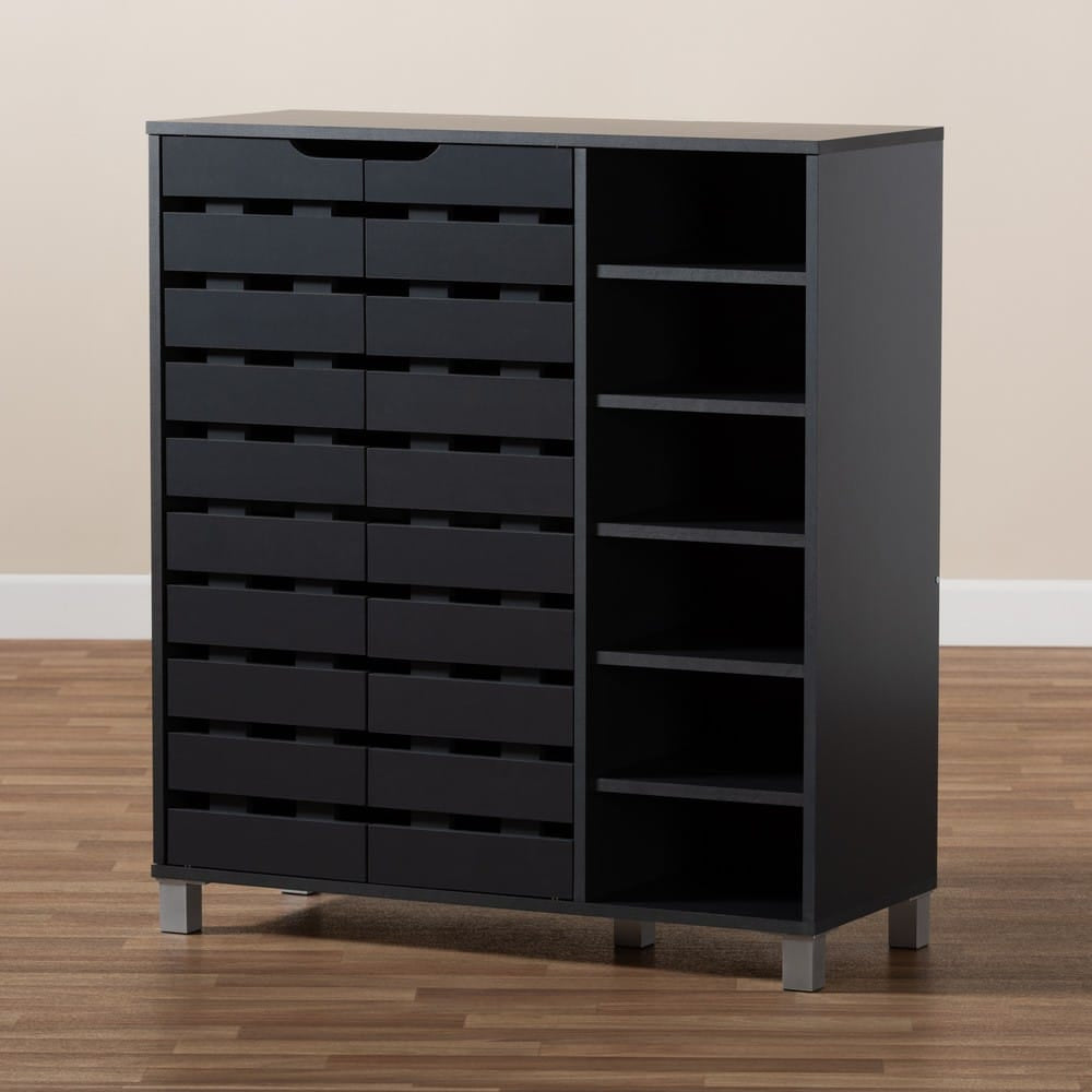 Baxton Studio - Shirley Shoe Cabinet in Dark Gray - SR-002-Dark Grey view 7