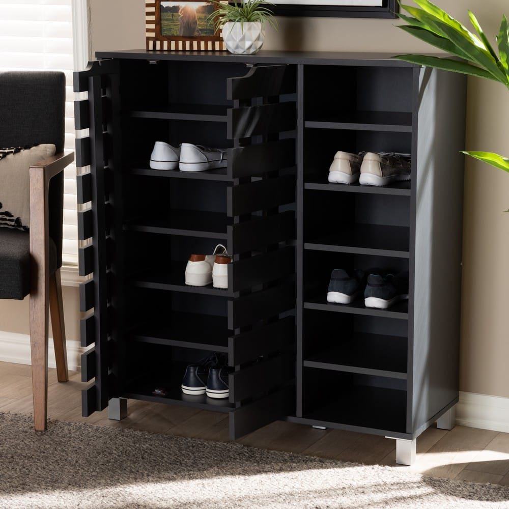 Baxton Studio - Shirley Shoe Cabinet in Dark Gray - SR-002-Dark Grey view 8