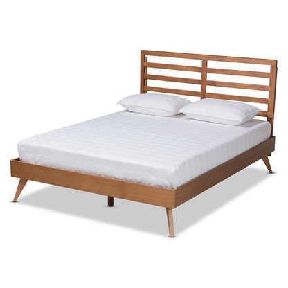 Baxton Studio - Shiro Queen Size Bed in Ash Walnut - Shiro-Ash Walnut-Queen view 1