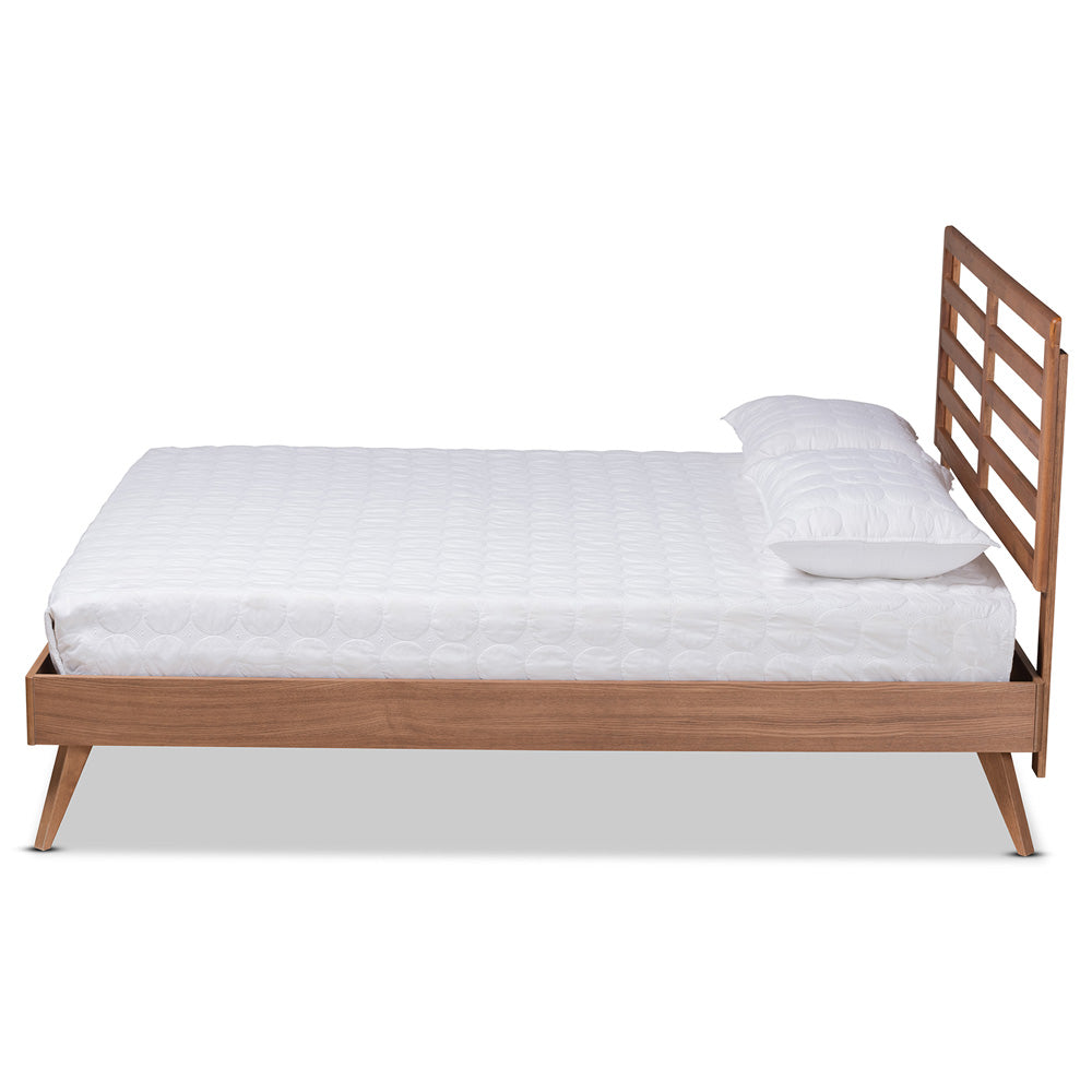 Baxton Studio - Shiro Queen Size Bed in Ash Walnut - Shiro-Ash Walnut-Queen view 2