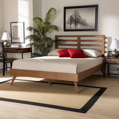 Baxton Studio - Shiro Queen Size Bed in Ash Walnut - Shiro-Ash Walnut-Queen view 6