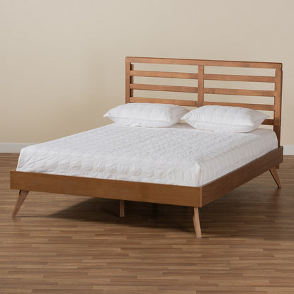 Baxton Studio - Shiro Queen Size Bed in Ash Walnut - Shiro-Ash Walnut-Queen view 7