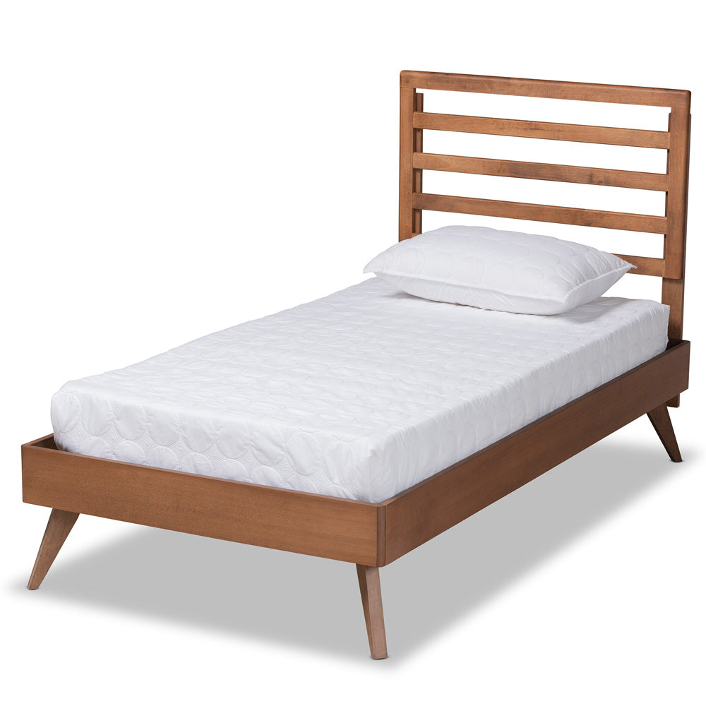 Baxton Studio - Shiro Twin Size Bed in Ash Walnut - Shiro-Ash Walnut-Twin view 1