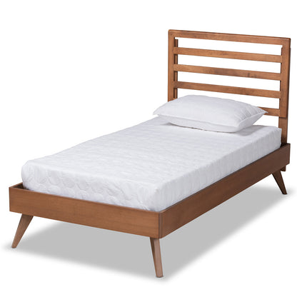 Baxton Studio - Shiro Twin Size Bed in Ash Walnut - Shiro-Ash Walnut-Twin view 1