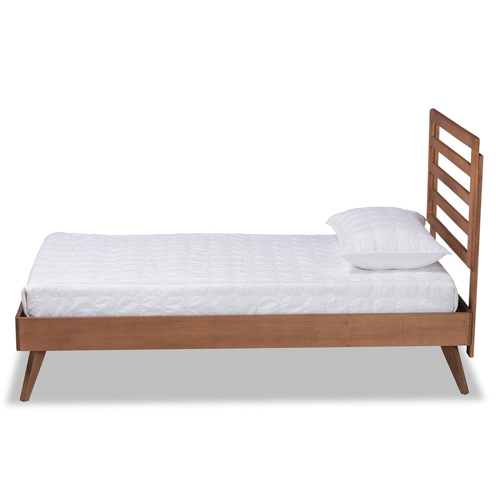 Baxton Studio - Shiro Twin Size Bed in Ash Walnut - Shiro-Ash Walnut-Twin view 2