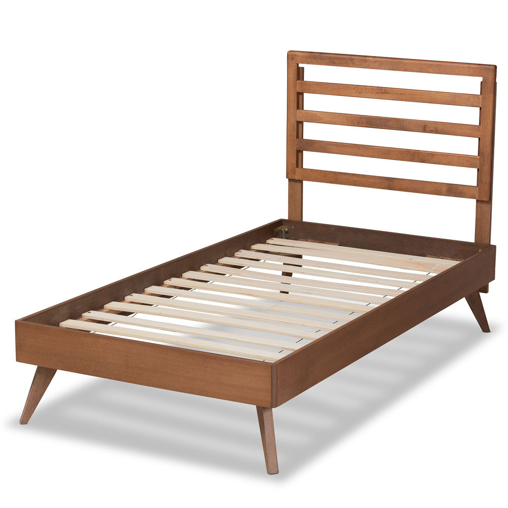 Baxton Studio - Shiro Twin Size Bed in Ash Walnut - Shiro-Ash Walnut-Twin view 3
