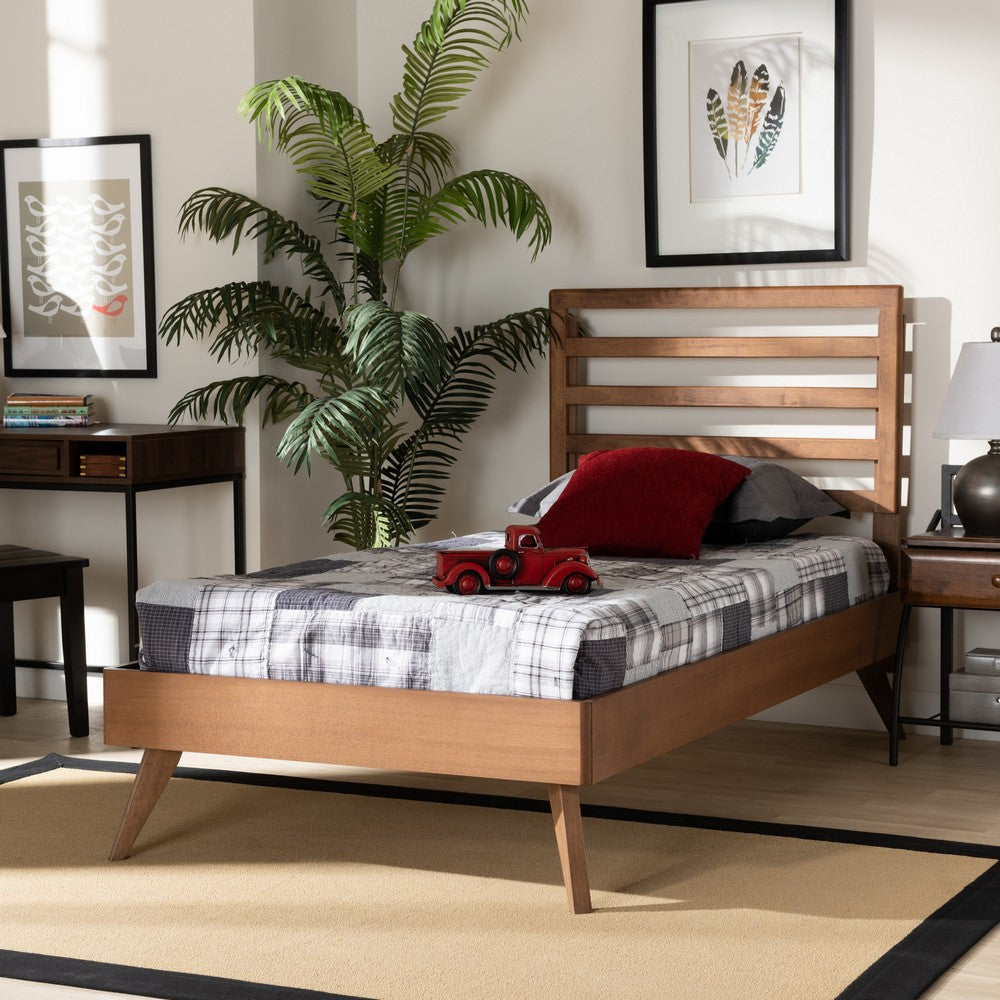 Baxton Studio - Shiro Twin Size Bed in Ash Walnut - Shiro-Ash Walnut-Twin view 6