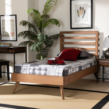 Baxton Studio - Shiro Twin Size Bed in Ash Walnut - Shiro-Ash Walnut-Twin view 6