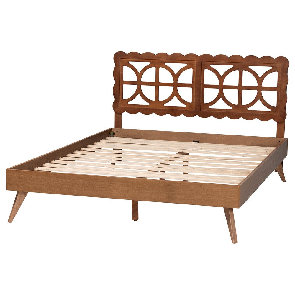 Baxton Studio - Shukura Queen Size Bed in Ash Walnut - Shukura-Ash Walnut-Queen view 3
