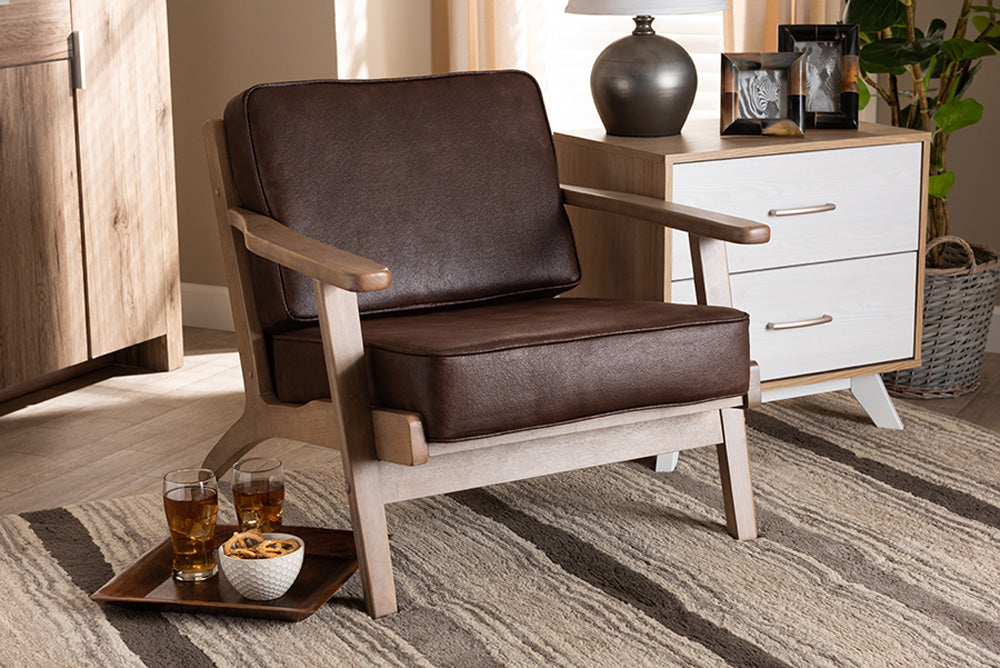 Baxton Studio - Sigrid Chair - Sigrid-Dark Brown/Antique Oak-CC view 5