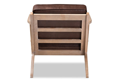 Baxton Studio - Sigrid Chair with Footstool - Sigrid-Dark Brown/Antique Oak-2PC Set view 4