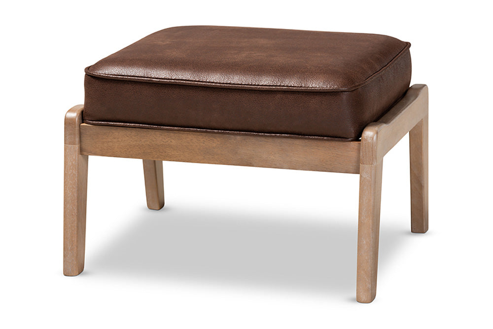 Baxton Studio - Sigrid Chair with Footstool - Sigrid-Dark Brown/Antique Oak-2PC Set view 6