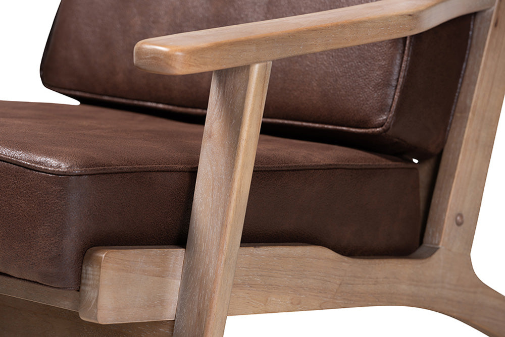 Baxton Studio - Sigrid Chair with Footstool - Sigrid-Dark Brown/Antique Oak-2PC Set view 9
