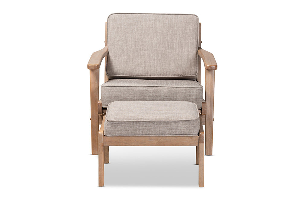 Baxton Studio - Sigrid Chair with Footstool - Sigrid-Light Grey/Antique Oak-2PC Set view 3