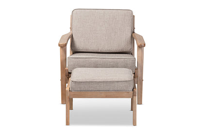 Baxton Studio - Sigrid Chair with Footstool - Sigrid-Light Grey/Antique Oak-2PC Set view 3