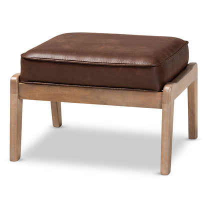 Baxton Studio - Sigrid Ottoman in Dark Brown/Antique Oak - Sigrid-Dark Brown/Antique Oak-Otto view 1