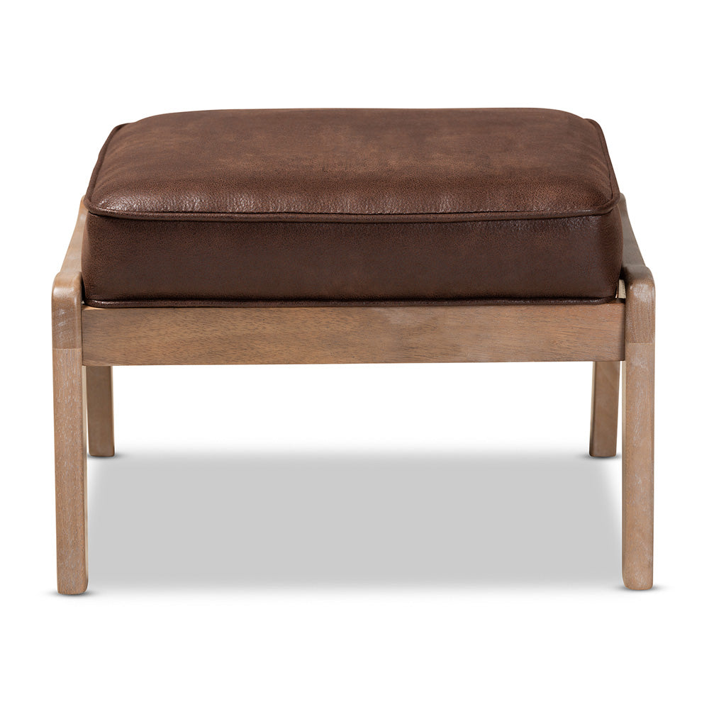 Baxton Studio - Sigrid Ottoman in Dark Brown/Antique Oak - Sigrid-Dark Brown/Antique Oak-Otto view 2