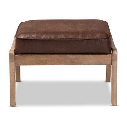 Baxton Studio - Sigrid Ottoman in Dark Brown/Antique Oak - Sigrid-Dark Brown/Antique Oak-Otto view 2