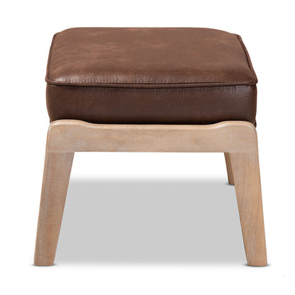 Baxton Studio - Sigrid Ottoman in Dark Brown/Antique Oak - Sigrid-Dark Brown/Antique Oak-Otto view 3