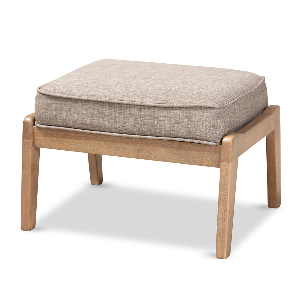 Baxton Studio - Sigrid Ottoman in Light Grey/Antique Oak - Sigrid-Light Grey/Antique Oak-Otto view 1