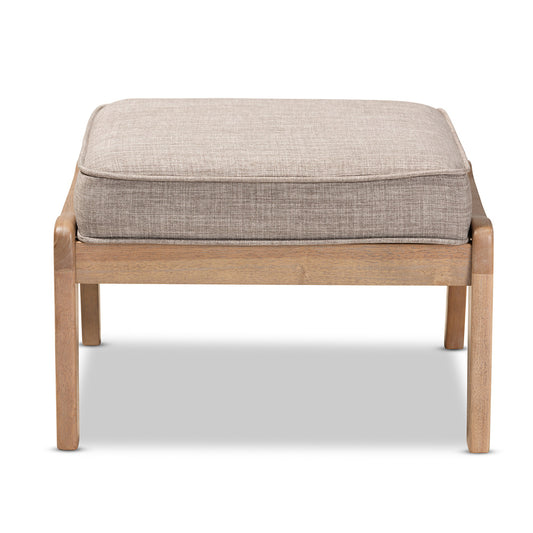 Baxton Studio - Sigrid Ottoman in Light Grey/Antique Oak - Sigrid-Light Grey/Antique Oak-Otto view 2