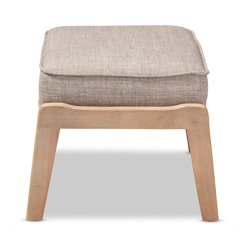 Baxton Studio - Sigrid Ottoman in Light Grey/Antique Oak - Sigrid-Light Grey/Antique Oak-Otto view 3