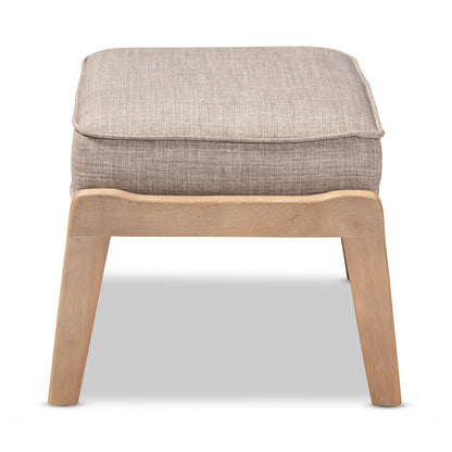 Baxton Studio - Sigrid Ottoman in Light Grey/Antique Oak - Sigrid-Light Grey/Antique Oak-Otto view 3