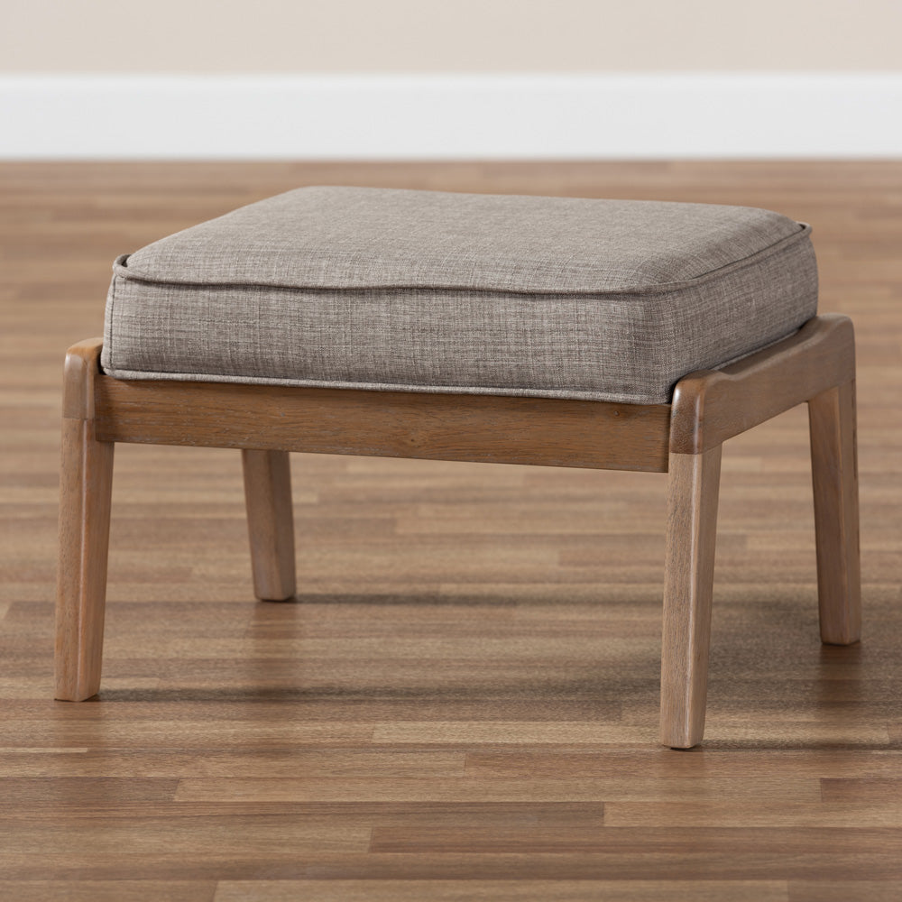 Baxton Studio - Sigrid Ottoman in Light Grey/Antique Oak - Sigrid-Light Grey/Antique Oak-Otto view 6