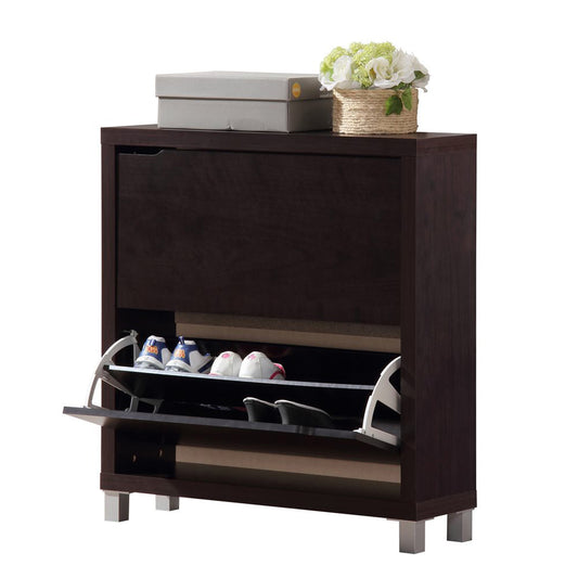 Baxton Studio - Simms Shoe Cabinet in Dark Brown - FP-2OUS-CappuciNo view 1