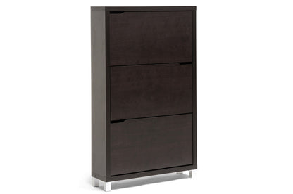 Baxton Studio - Simms Shoe Cabinet in Dark Brown - FP-3OUSH-CAPPUCINo view 1