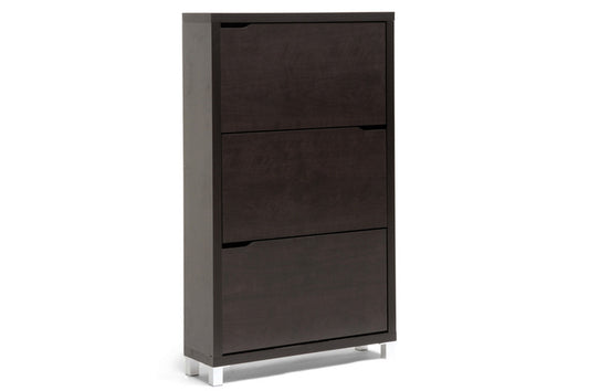 Baxton Studio - Simms Shoe Cabinet in Dark Brown - FP-3OUSH-CAPPUCINo view 1