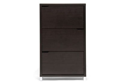 Baxton Studio - Simms Shoe Cabinet in Dark Brown - FP-3OUSH-CAPPUCINo view 2